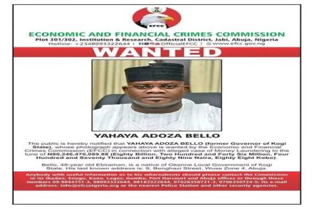 EFCC Launches Manhunt for Ex-Kogi Governor Yahaya Bello Amidst N80.2 Billion Fraud Allegations