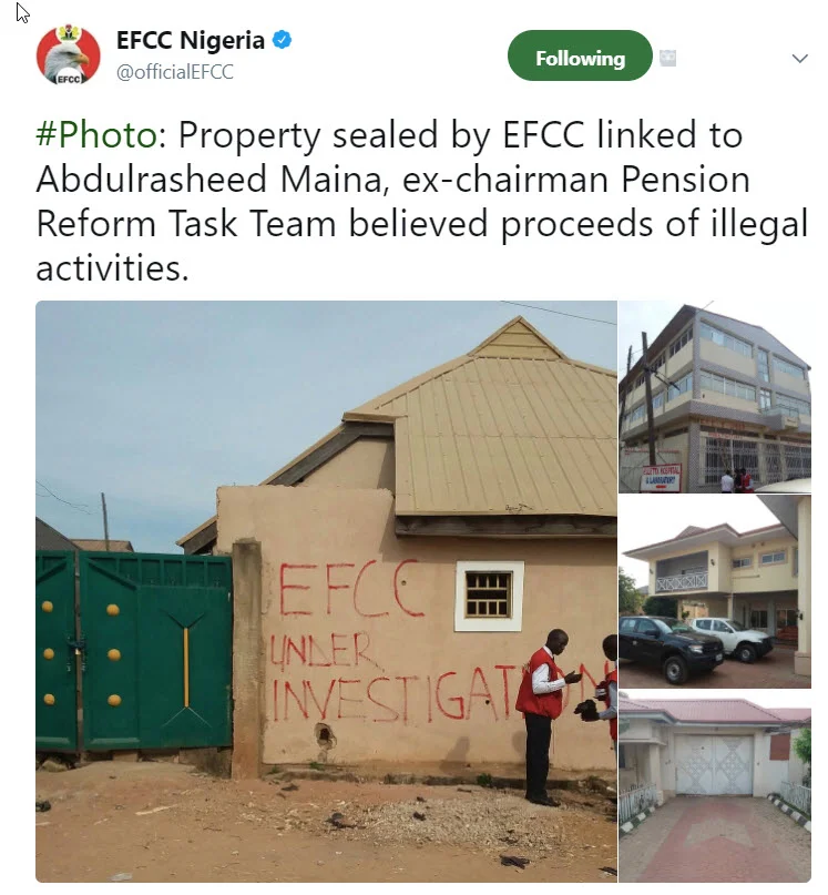 efcc-twitter-post-maina-houses.webp