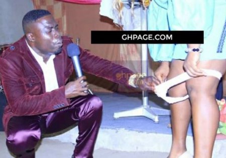 Viral photo of a 'Zambian prophet' removing a lady's underwear in church