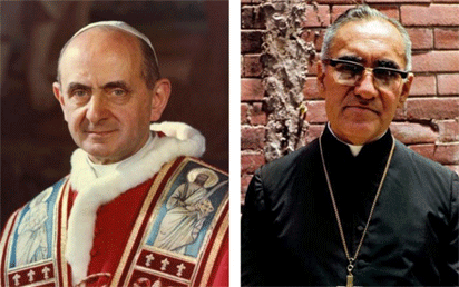 Pope Paul VI and Archbishop Oscar Romero.gif