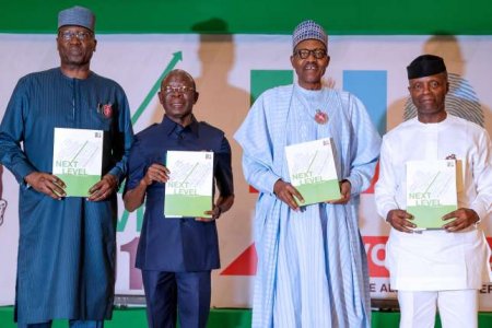 APC Chairman Adams Oshiomhole, President Muhammadu Buhari and Vice-President Yemi Osinbajo.jpg