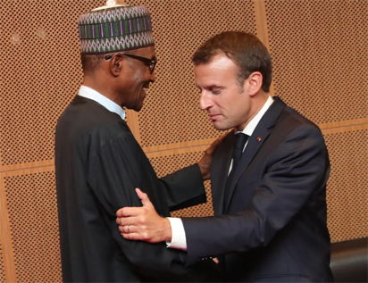 President Muhammadu Buhari with French President, Emmanuel Macron.png