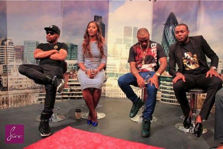 Tiwa Savage and Davido flanked by Toba and T-Money - Africa Unplugged (1).jpg