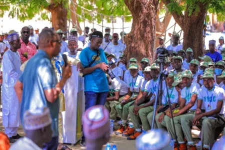 Zulum-addressing-the-youth-corp-members-at-the-reopened-orientation-camp-in-Maiduguri-Saturday.webp