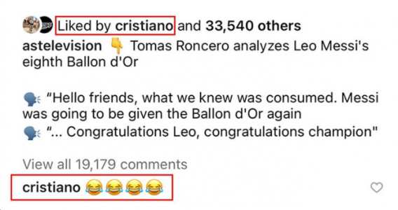 Ronaldo's Social Media Response to Messi's Ballon d'Or Victory Stirs Up Rivalry Talk