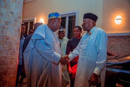 Former President Jonathan's Unannounced Visit to APC Chairman Fuels Political Speculation in Abuja
