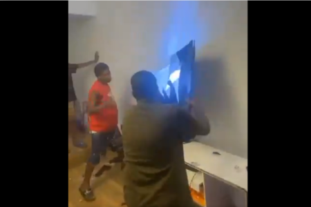 [AFCON 2023] Viral Video: Nigerian Fan Breaks TV in Agony After Super Eagles' AFCON Final Defeat