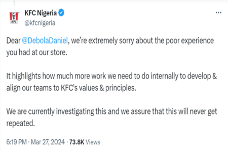 Nigerians Dismiss KFC Nigeria's Response to Wheelchair Incident as Gaslighting