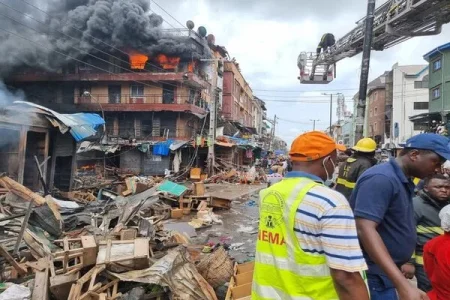 Video Footage Shows Intense Fire at Dosunmu Market Following Generator Explosion