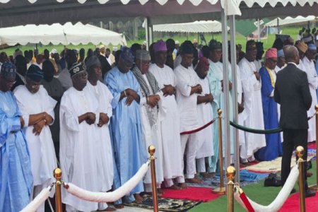 Tinubu Joins Muslim Worshippers for Eid Celebration in Lagos