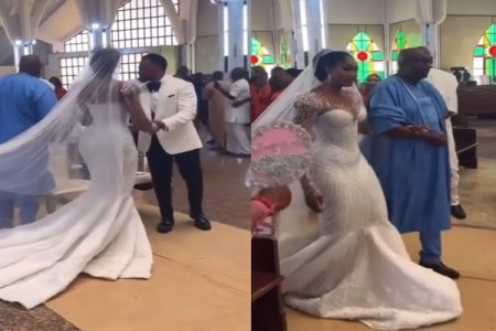 Watch: Sharon Ooja's Touching Moment Walking Down the Aisle