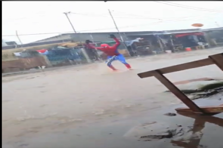 [VIDEO] Nigerian Spider-Man Goes Viral for Assisting Flood Victims
