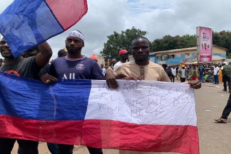 Foreign Flags Appear at Jos #EndBadGovernance Protest: Russian and Japanese Symbols Displayed