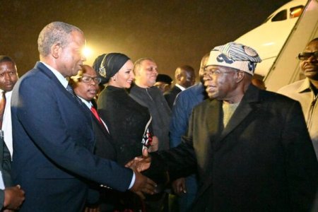 Tinubu Lands in South Africa for Bi-National Commission Talks on Trade, Security, and More