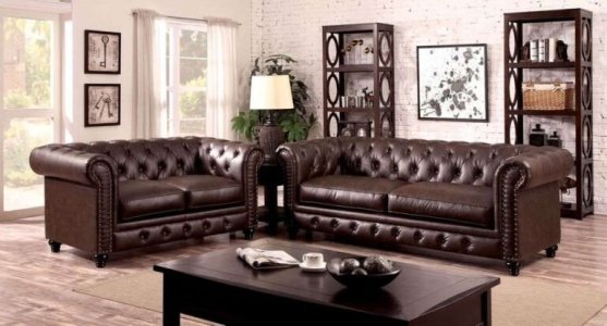 Largelife Furnitures: Charlie IX Series Premium Genuine Italian Leather 7 Seater Chesterfield Sofa Set