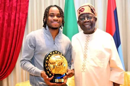 National Honor: Lookman Presents CAF Player of the Year Award to President Tinubu