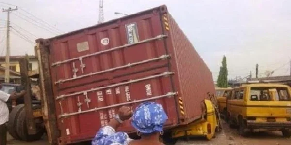 Heavy Loss: One Dead, Three Rescued as 40-Foot Truck Crushes Minibus in Lagos