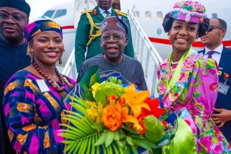 Tinubu’s Diplomatic Mission: Arrives in Saint Lucia, Heads to BRICS Summit