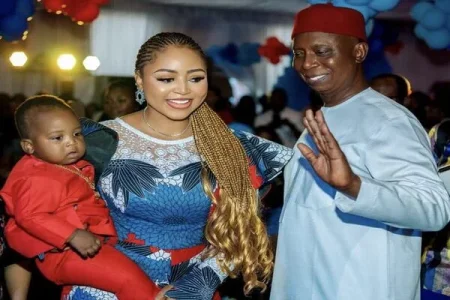 Regina Daniels’ Family Moment Trends: Nigerians React to Ned Nwoko’s Cake Gesture to Regina and Laila