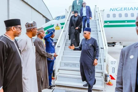 Shettima and Gbajabiamila Arrive in London: Buhari's Final Journey Begins