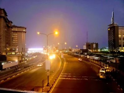 Aerial view of Lagos nightlife during Detty December, showing traffic, lights, and festive tourists enjoying Nigeria’s holiday season Aerial view of Lagos nightlife during Detty December, showing traffic, lights, and festive tourists enjoying Nigeria’s holiday season