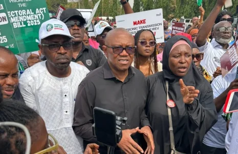 Peter Obi Leads Protest to National Assembly Demanding Real-Time Electronic Results Transmission
