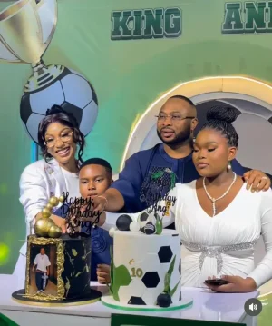 [PHOTO/VIDEO] Tonto Dikeh, Olakunle Churchill Reunite for Son King Andre's 10th Birthday in Abuja