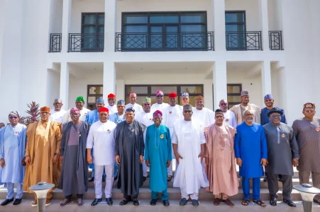 President Tinubu Hosts 23 Governors, Warns of Inflation from Middle East Conflict