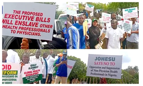 JOHESU, Health Workers Storm Abuja Over Proposed Regulatory Bill