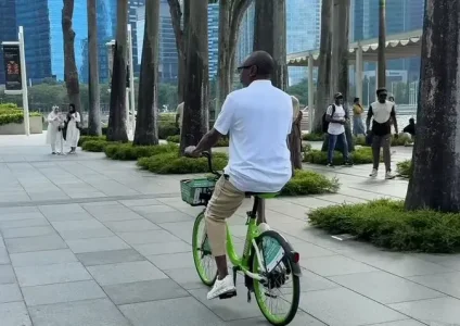 [VIDEO] Billionaire Femi Otedola Shares Relaxing Bike Ride in Singapore