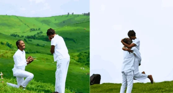 Ex-BBN Housemate Yerins Abraham Proposes to Partner Sarah Oba in Rwanda