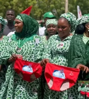[PHOTO/VIDEO] Women in Kano Wave Governor-Face Panties at APC Rally as 2027 Campaigns Heat Up
