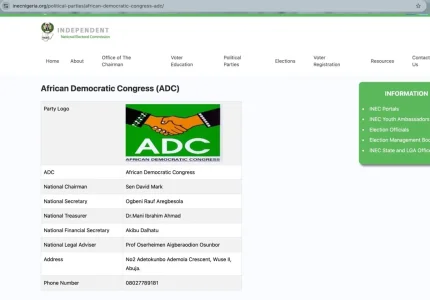 INEC Restores David Mark-Led ADC Leadership on Website After Supreme Court Ruling